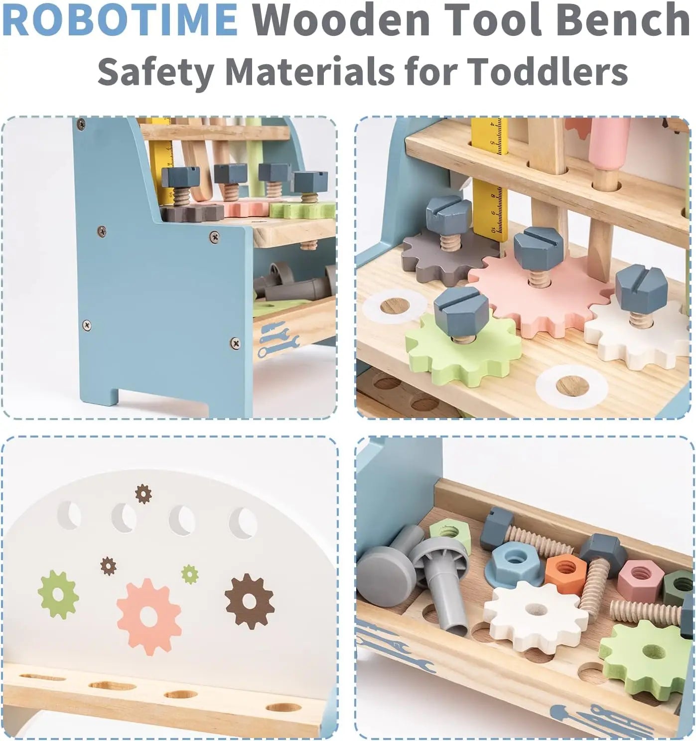 Robotime Tool Bench Set Mini Wooden Work Bench Construction Toys Educational Pretend Play Gift Toy Tools Set for Boys Girls