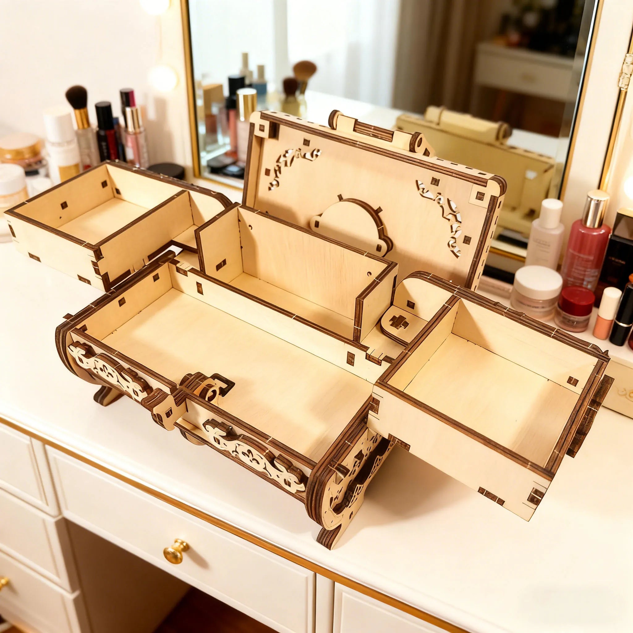 3D Wooden Musical Jewellery Box Model Toy Puzzle DIY Wooden Puzzle Assembly Educational Birthday Gift Valentine's Day Gift